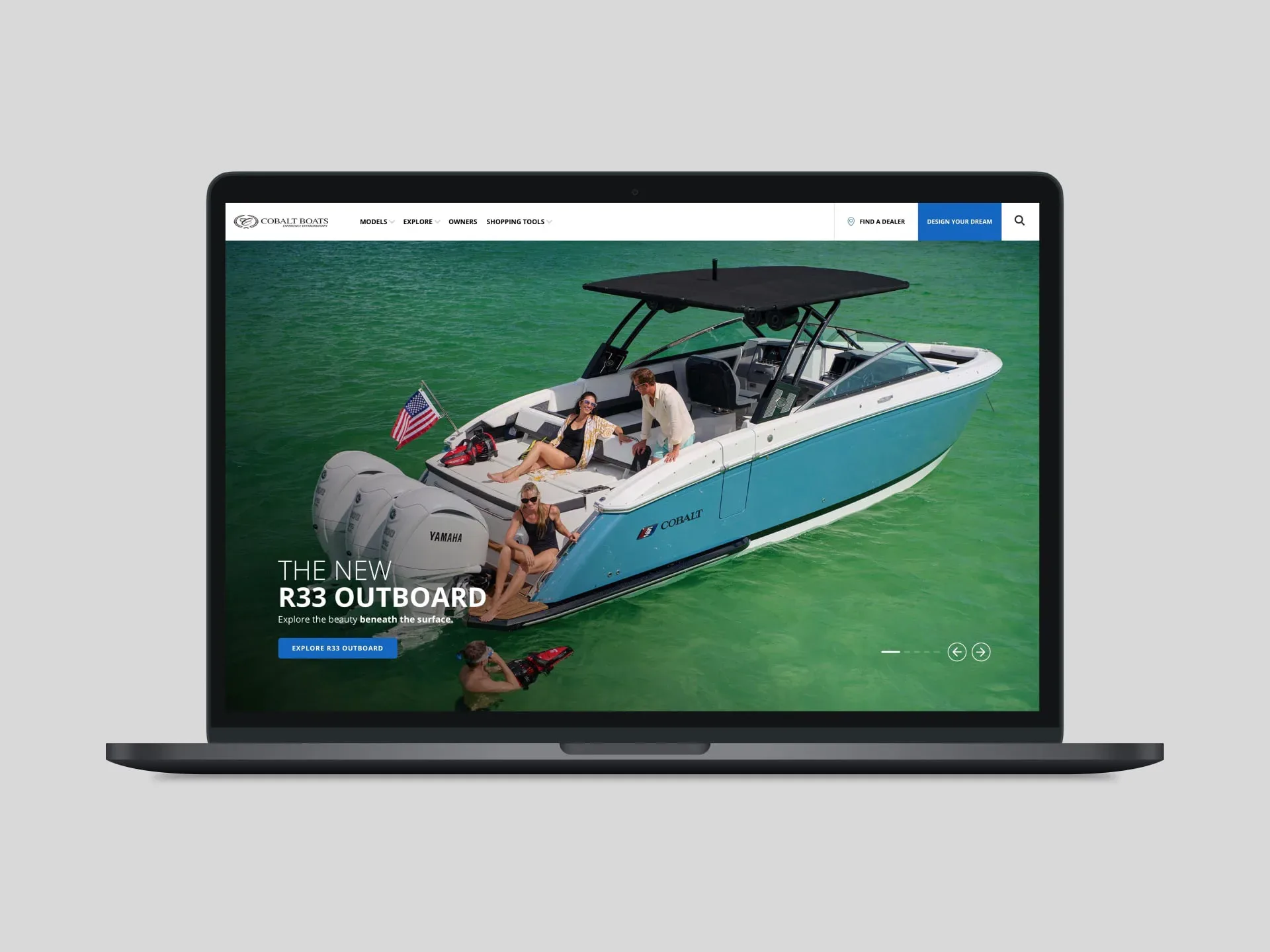 Cobalt Boats homepage hero desktop
