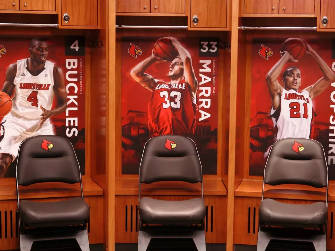 Louisville Cardinal Basketball Men's locker posters KFC Yum! Center