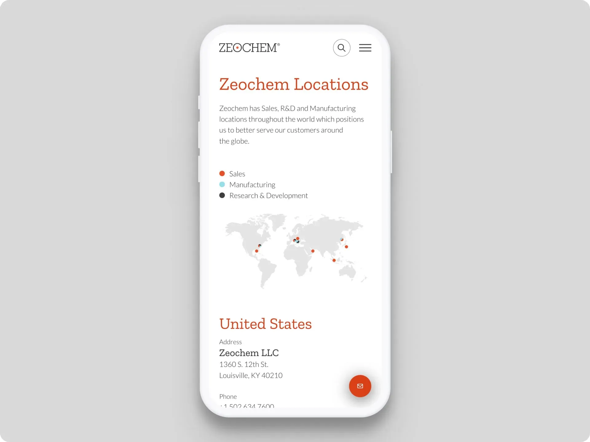 wordpress responsive design, mobile, zeochem locations
